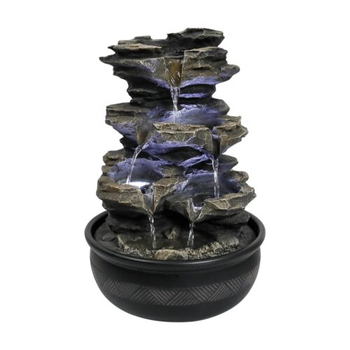 Watnature 15.7-in Resin Rock Waterfall Indoor Fountain